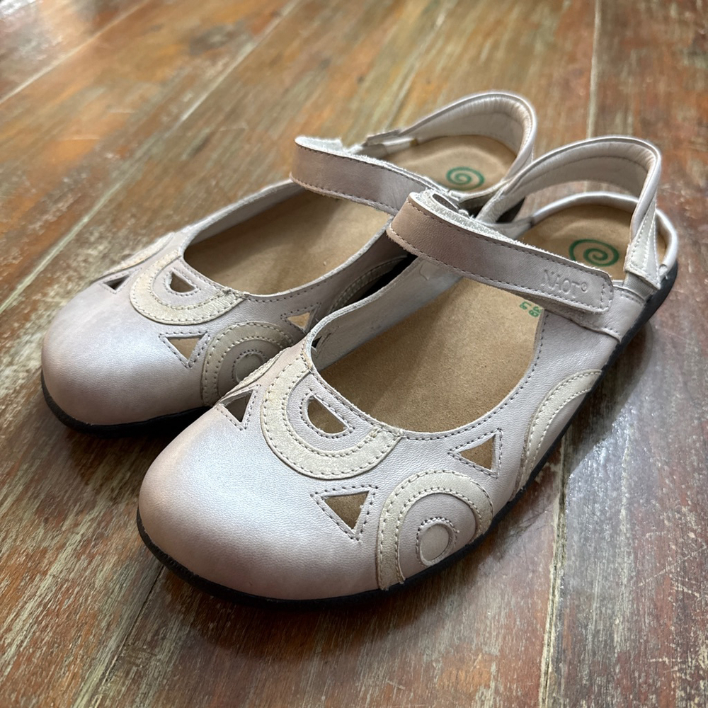 Naot Rongo Leather Mary Jane Slingback Flats Pearl Champagne 8.5